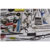 Image 3 : Assorted Tools & Hardware: Headlamp, Screwdrivers, Wrenches, Screws, Nuts, Bolts, Grinder Disks, Riv