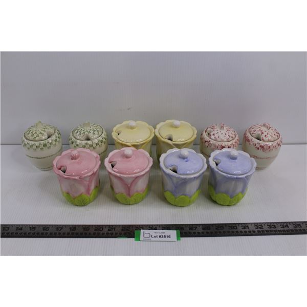 (5) Sets of 2 Ceramic Sugar Bowls w/Lid