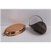 Image 3 : Vintage Copper Basket w/ Brass Foldable Handle, 11" Metal Oval Serving Dish, 13" Metal Serving Platt