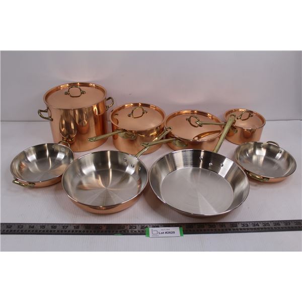 Stainless Steel Pots & Pans Set: (4) Pots w/ Lids, (4) Pans