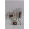 Image 2 : (3) Square Glass Dry Containers, (2) Oval Glass Dry Containers