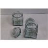 Image 2 : (2) Small Square Glass Jars w/Lids 4"x5" & Vintage Amber Glass Cannister w/Lid 5.5"x9"
