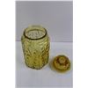 Image 3 : (2) Small Square Glass Jars w/Lids 4"x5" & Vintage Amber Glass Cannister w/Lid 5.5"x9"