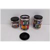 Image 3 : (3) Round Glass Jars w/Lids & (4) Old Fashion Glasses - NIB