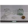 Image 1 : Round Glass Jar w/Lid 4"x3", Rectangular Glass Jar w/Lid, & Rectangular Glass Jar w/Cork Lid