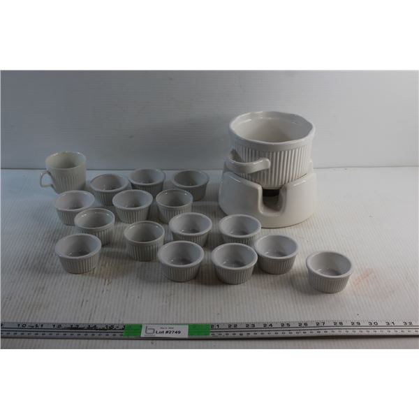 (16) pc Ceramic Fondue Set and Ceramic Cup