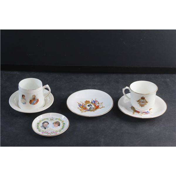 (6) Ceramic Windsor Tea Cups & Saucers - Queen Elizabeth II, Princess Diana, Prince Charles
