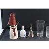 Image 3 : Ceramic Snowman Candle Holder, 2016 Art Calendar, (4) Glasses and (2) Bells