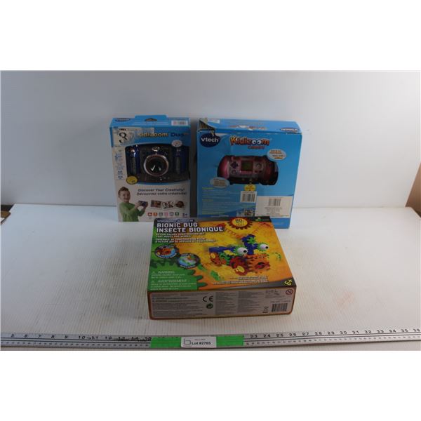 (2) KidiZoom Camera Toys - As Is and Techno Bionic Bug Construction Set