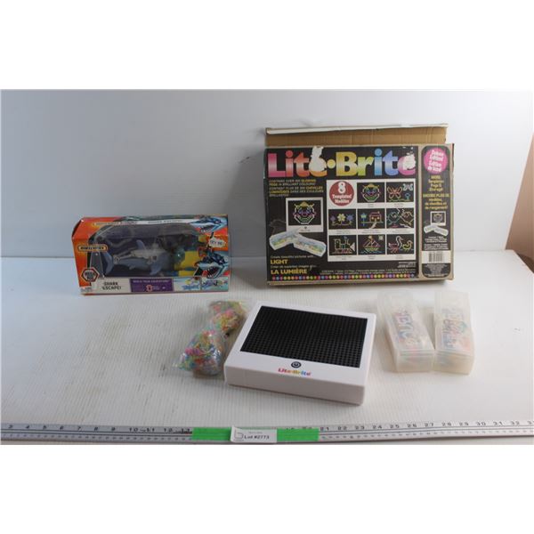 Deluxe Edition Lite Brite Game and Matchbox Shark Escape Toy