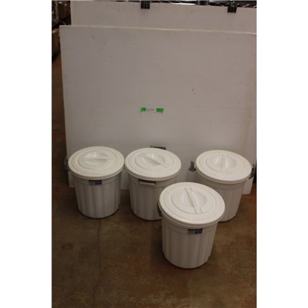 * (4) Mistral Plastic Garbage Cans with Lids