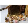 Image 2 : Mini Figurine Manger Set 7" x 5.5" x 3", (4) Glass Candle Holders, Glass Vase 5.75" Tall, (5) Fancy 
