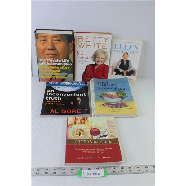 (6) Books (Good Health Is Cooking In The Pot, Betty White, Ellen Degeneres, Letters To Juliet, An In
