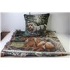 Image 1 : Horses Picture Throw Blanket 60" x 40" With Matching Pillow 16" x 16"