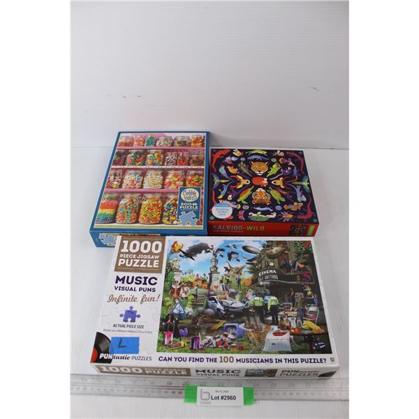 (2) 500 Piece Jigsaw Puzzles, (1) 1000 Piece Jigsaw Puzzle