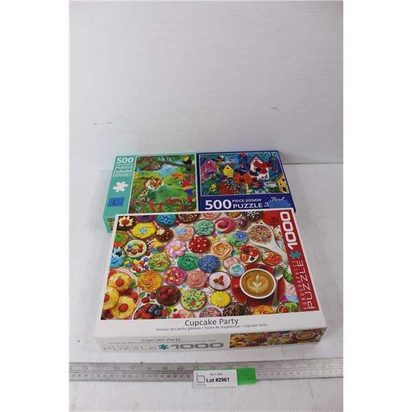 (2) 500 Piece Jigsaw Puzzles, (1) 1000 Piece Jigsaw Puzzle