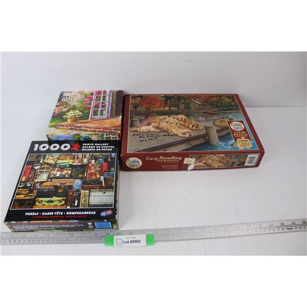 (3) Jigsaw Puzzles, 275 Piece, 1000 Piece, Unmarked