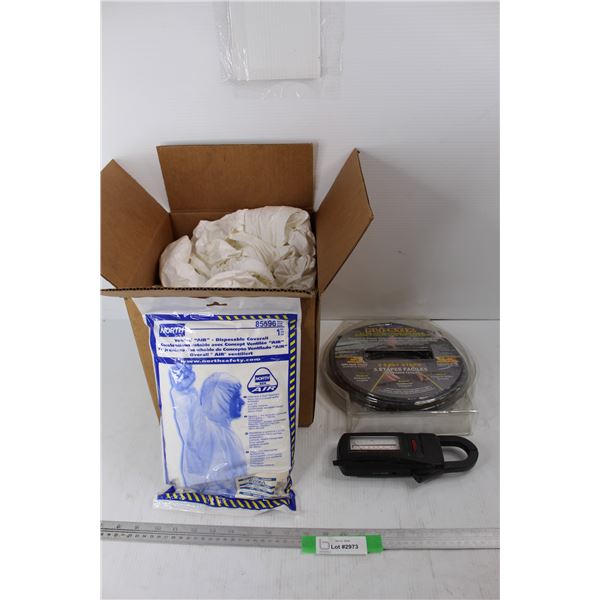 OHM/ Volt Meter- As is Box Of Paint Suits/ Dust Suits, Pli- Stix Concreate Repair Kit- NIB
