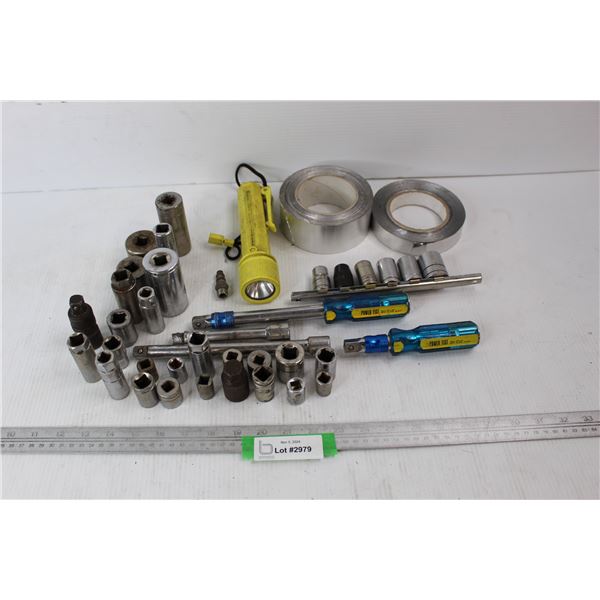 (2) Rolls Of Foil Tape, Various Sockets, Misc.