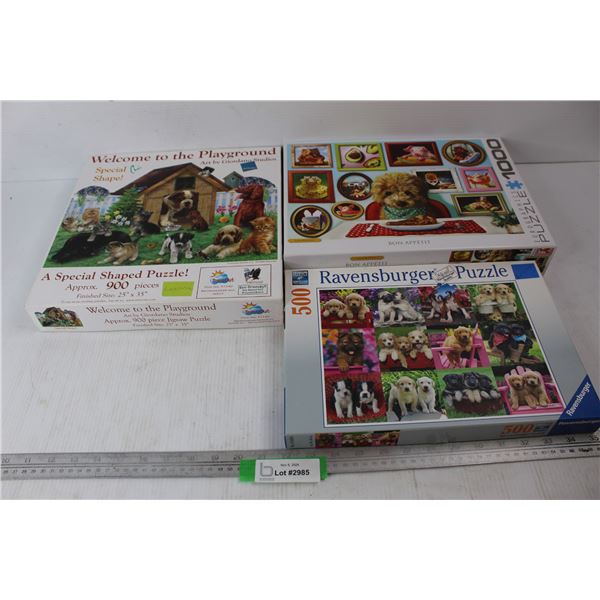 (3) Jigsaw Puzzles, 500 Piece, 900 Piece, 1000 Piece
