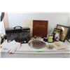 Image 1 : * (7) Shot Glasses, Liquor Bottle, (2) Books, (2) Scrap Books, File Organizer, Picture Frame, Assort