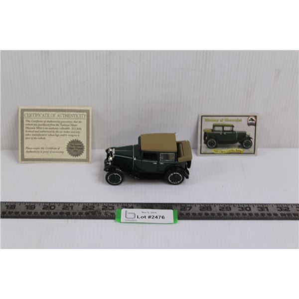 1929 Chevy Landau Sedan Model w/ Styrofoam Case & Certificate of Authenticity