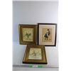 Image 1 : (3) Framed Prints - Floral & Cowboy Patterns 17'' x 14''