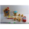 Image 1 : Tick Tock Teacher Toy, Fisher Price Pocket Camera, Cabbage Patch Kids Tea Toy Set and Electronic Mus