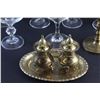 Image 6 : (2) Brass Candle Holders, Necklace, Brass Salt & Pepper Shakers and (8) Glass Goblets