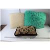 (3) Throw Pillows (Green 21" x 16", White 15" x 15", Brown 17" x 13")