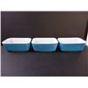 Image 3 : (3) Vintage Aqua Blue Refrigerator Dish-no lids