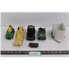 Image 1 : Toy Cars/Models: (2) Military Rovers, Tank, Cement Mixer, Stable Trailer, & Tonka Trailer - Some Wea