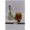 Image 1 : (5) Maple Leaf Glass Cups & 12" Metal & Glass Lamp - Works