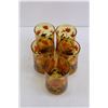 Image 2 : (5) Maple Leaf Glass Cups & 12" Metal & Glass Lamp - Works
