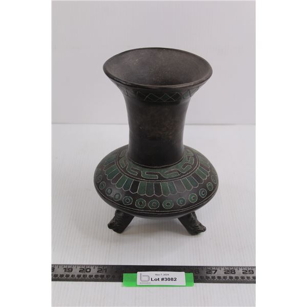 Vintage Stone Painted Vase - 10"