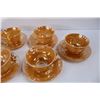 Image 5 : (4) Peach Luster Fire King Cups w/ Saucers And (4) Bowls, (4) Plates