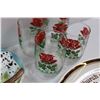 Image 6 : (4) Unmarked Rose Glasses, (2) 3D Dalmatian Wall Hanger Decor Plates