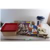 Image 1 : Plastic Pitcher, Burlap, Container with Lid, Table Cloth, Oven Mitts and Kitchen Towels