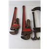 Image 2 : (3) Pipe Wrenches, Mallet, Clamp, Steel Bar