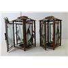 Image 2 : (2) Candle Holders - Asian Theme - Metal And Glass - 9" Tall x 5" x 5"
