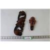 Image 1 : (2) Wall Art - Tribal Theme - Wood (Large 13" Tall, Small 7.5" Tall)