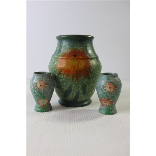 (3) Ornamental Vases - (2) Small XI6 3.75" Tall, Large 7.25"