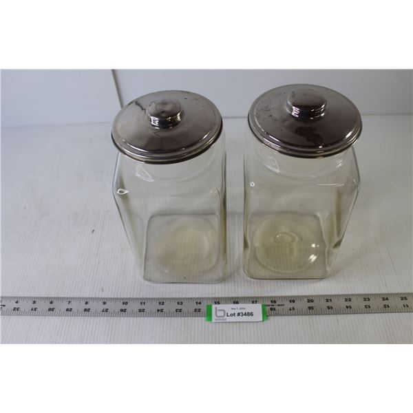 (2) General Store Glass Candy Jars 10" Tall