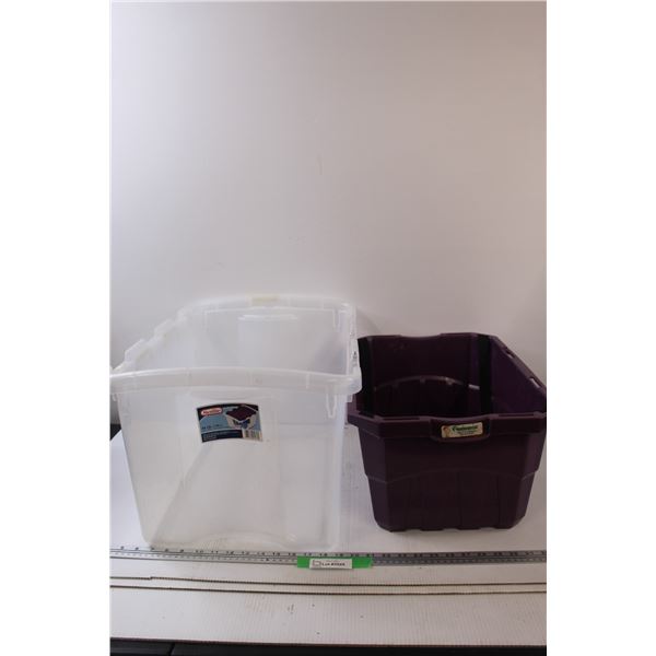 Purple Hard Plastic Shopping Basket & Clear Storage Tote (No Lid)