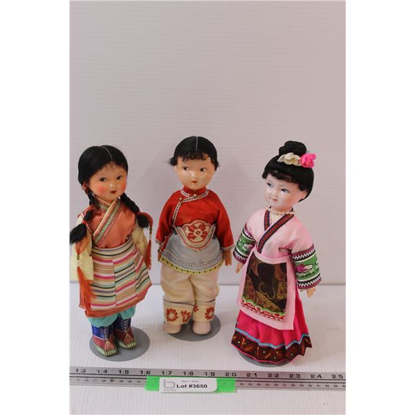 Indigenous & Asian Dolls on Stands - 10" Tall