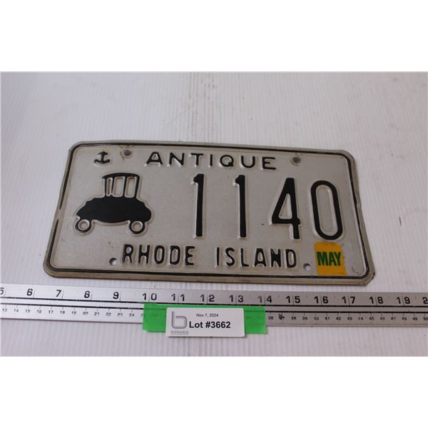 Antique License Plate - Rhode Island