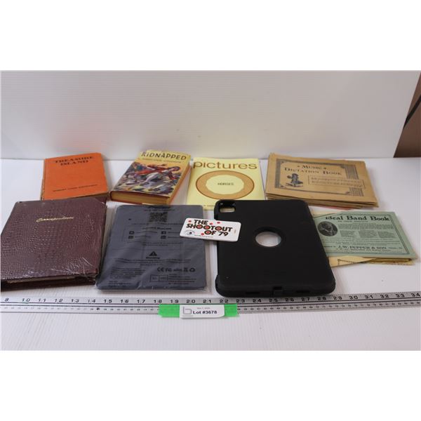 Lot: Treasure Island, Kidnapped, Music Dictation Book, Smart Cases - 9.5", Stationary Set, Misc.