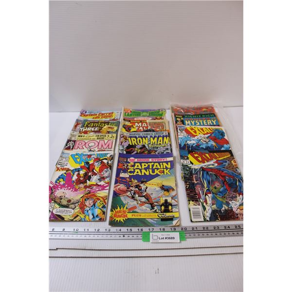 (12) Comicbooks: Captain Carrot, Excalibur, Captain Canuck, Iron Man, Green Lantern, Misc.