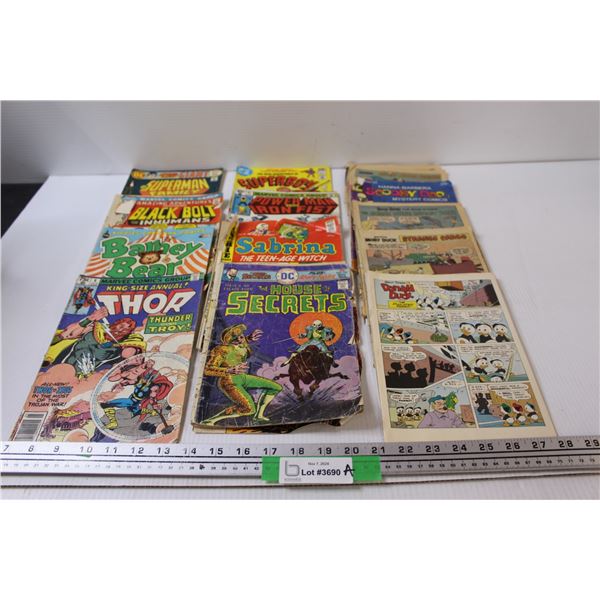 (12) Comicbooks: Superman, Barney Bear, Thor, Superboy, Scooby Doo, Misc.