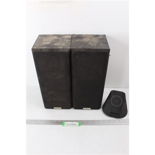 Qi Bluetooth Speaker, (2) Kenwood Speakers Pair- Everything As is